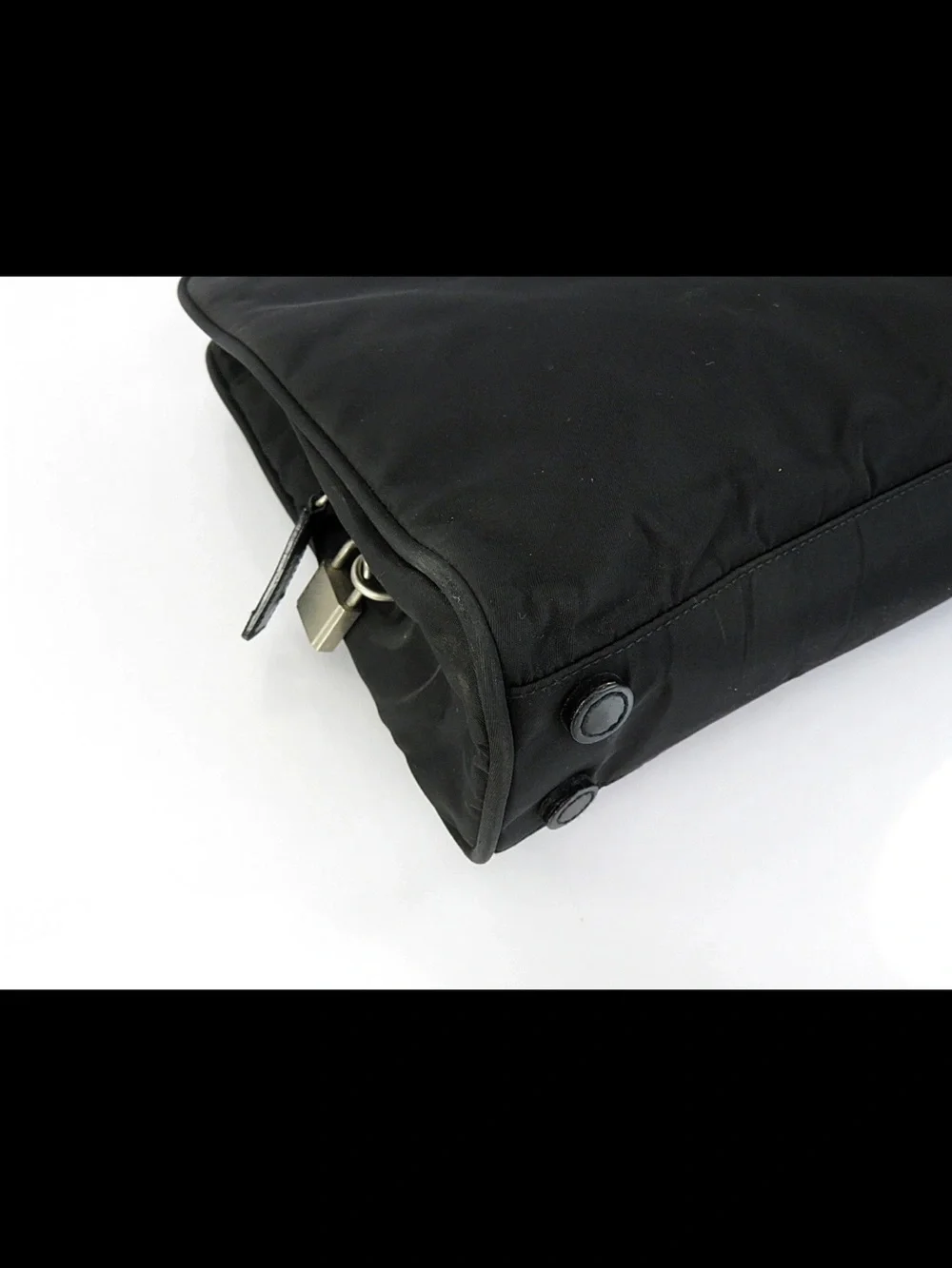 Prada Black Nylon Tote with Logo Plaque